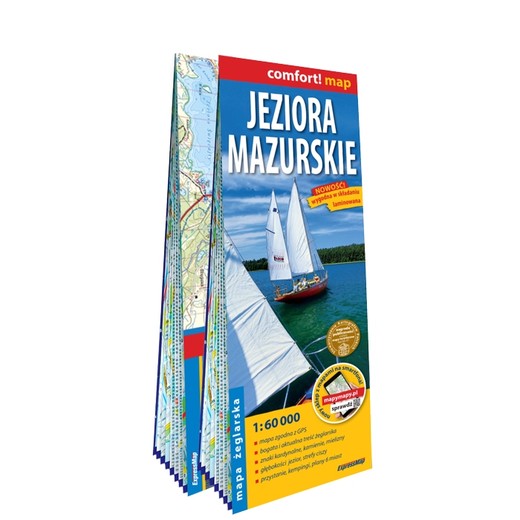 okładka Jeziora Mazurskie mapa turystyczna 1:60 000 laminat 2 części 2023 książka | Opracowanie zbiorowe