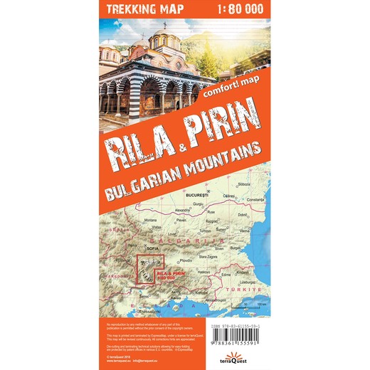 okładka Rila&Pirin Bulgarian Mountains trekking map 1:80 000 laminat 2018 książka | Opracowanie zbiorowe