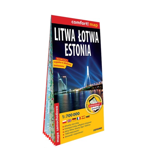 okładka Litwa Łotwa Estonia mapa samochodowa 1:700 000 laminat 2023 książka | Opracowanie zbiorowe