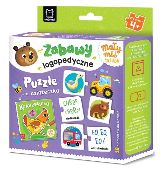 okładka Mały miś to lubi! Zabawy logopedyczne. Puzzle + książeczka. Mały miś to lubi! książka | Anna Podgórska