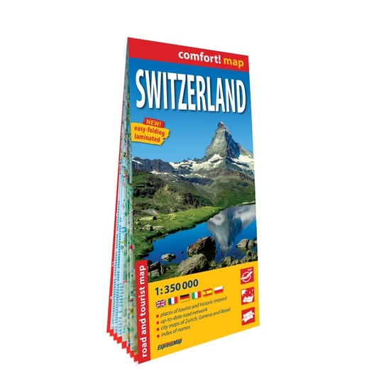 okładka Switzerland road and tourist map 1:350 000 laminat 2024 książka | Opracowanie zbiorowe