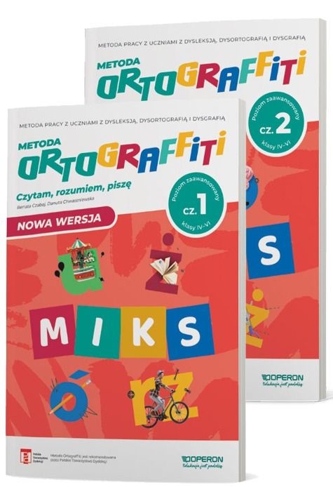 okładka Ortograffiti. MIKS.  Poziom zaawansowany. Część 1 i 2. Klasy IV-VI. Zestaw książka | Danuta Chwastniewska
