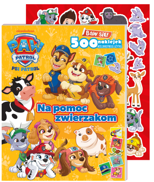 okładka Na pomoc zwierzakom. Psi Patrol. Baw się! 500 naklejek książka | Opracowanie zbiorowe