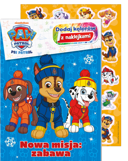 okładka Nowa misja: zabawa. Psi Patrol. Dodaj Kolorów z naklejkami książka | Opracowanie zbiorowe
