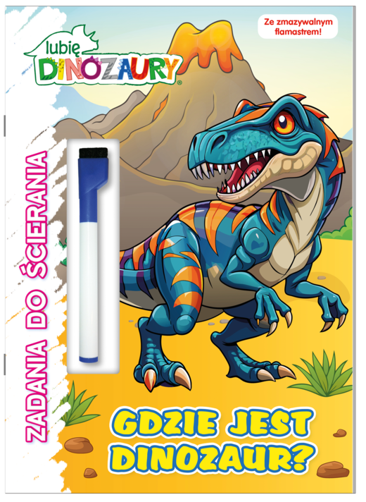 okładka Gdzie jest dinozaur? Lubię Dinozaury. Zadania do ścierania książka | Opracowanie zbiorowe