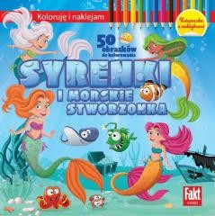 okładka Koloruję i naklejam. Syrenki i morskie stworzenia książka | Praca Zbiorowa