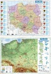 okładka Mapa Polski A2 dwustronna fizyczno-administracyjna książka | Praca Zbiorowa
