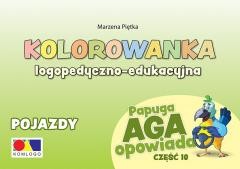 okładka Kolorowanka Papuga Aga opowiada cz.10 Pojazdy książka | Marzena Piętka