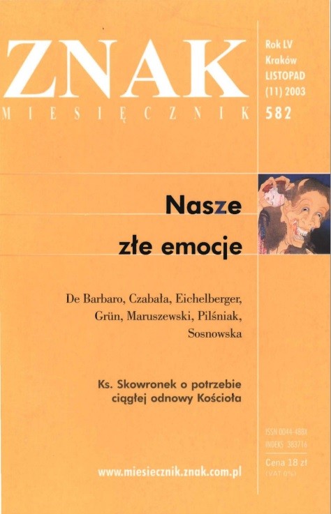 okładka Miesięcznik „Znak”: Nasze złe emocje. Numer 582 (listopad 2003) książka