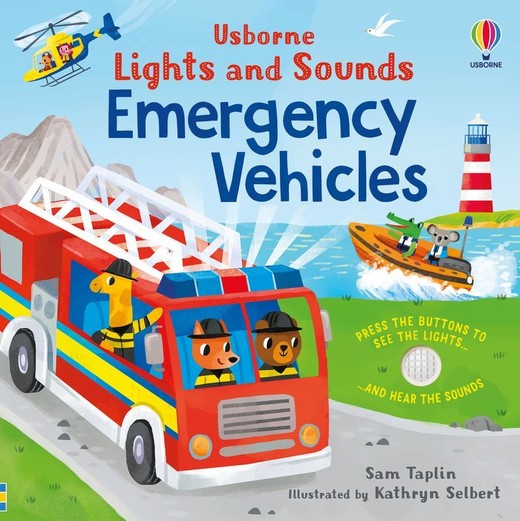 okładka Lights and Sounds Emergency Vehicles wer. angielska książka | Sam Taplin