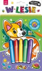 okładka Dotykaj i koloruj Welurowe kolorowanki W lesie książka | Praca Zbiorowa