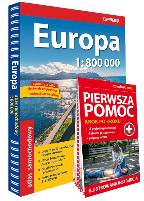 okładka Europa Atlas Samochodowy 1:800 000 + Pierwsza Pomoc 2026/2027 książka | Opracowanie zbiorowe
