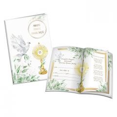 okładka Książeczka A5 Pamiątka Komunijna. Gołąb z hostią książka