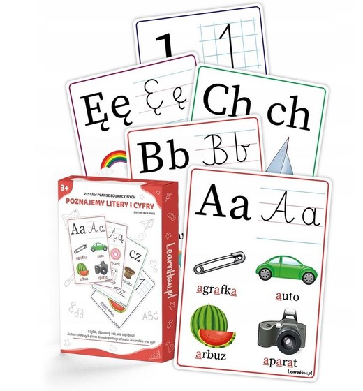 okładka Plansze edu A5 - Poznajemy litery i cyfry 49 kart książka