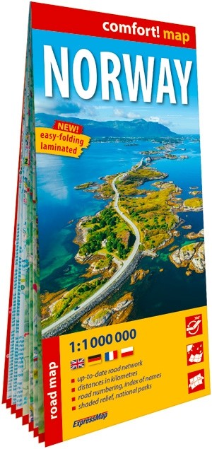 okładka Norwegia laminowana mapa samochodowo-turystyczna 1:1 000 000 książka