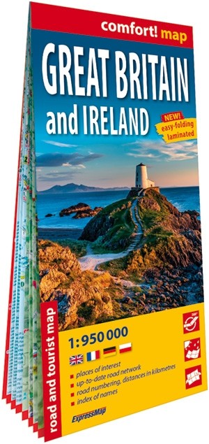 okładka Wielka Brytania i Irlandia Great Britain and Ireland laminowana mapa samochodowo-turystyczna 1:950 000 książka