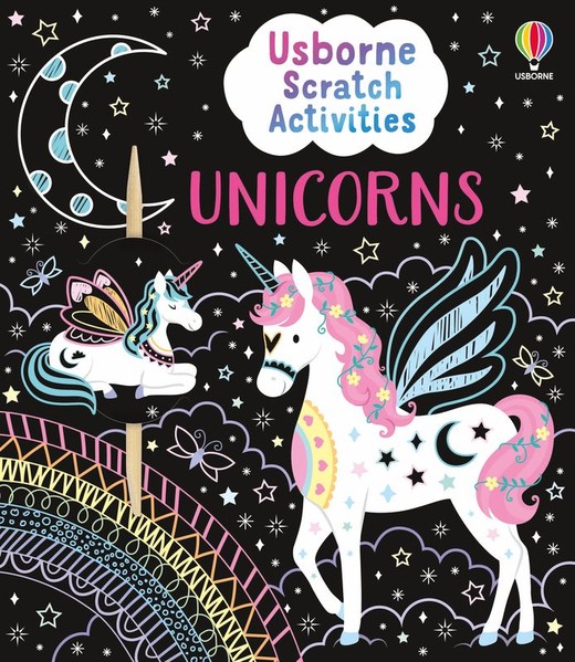 okładka Unicorns. Usborne Scratch Activities wer. angielska książka | Rosie Dickins, Klara Hawkins