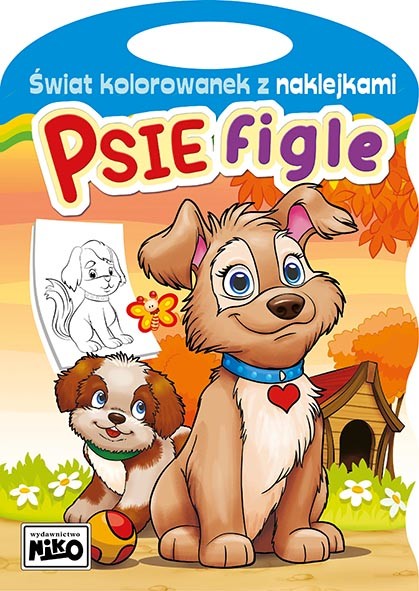 okładka Psie figle. Świat kolorowanek z naklejkami książka | Artur Rajch