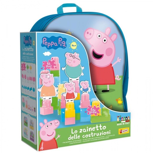 okładka Świnka Peppa - plecak z klockami konstrukcyjnymi książka
