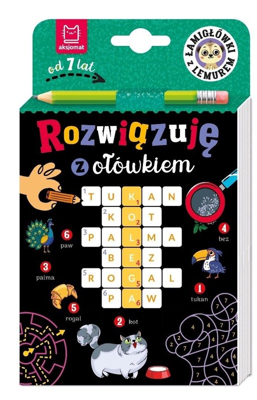okładka Rozwiązuję z ołówkiem. Łamigłówki z lemurem książka | Beata Karlik
