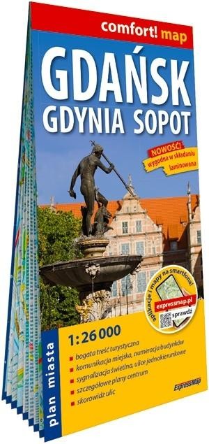 okładka Comfort! map Gdańsk, Gdynia, Sopot 1:26 000 w.2026 książka | Opracowanie zbiorowe