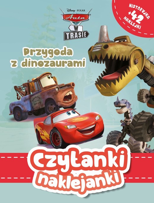 okładka Przygoda z dinozaurami. Disney Pixar Auta w trasie. Czytam i naklejam książka | Opracowanie zbiorowe