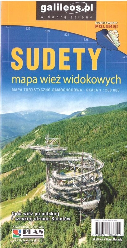 okładka Sudety mapa wież widokowych 1:200 000 w.2026 książka | Praca Zbiorowa