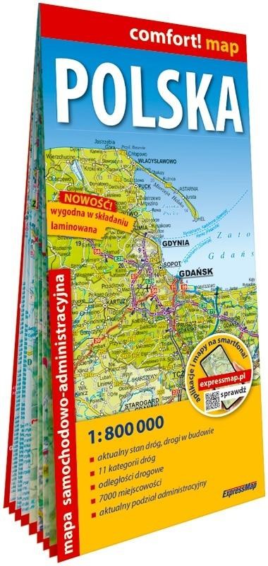 okładka Comfort map Polska 1:800 000 książka | Praca Zbiorowa