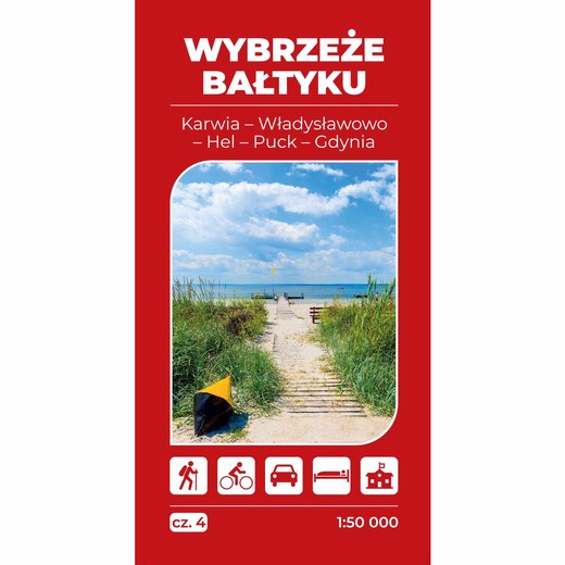 okładka Mapa turystyczna Wybrzeże Bałtyku 4 Karwia Władysławowo Hel Gdynia  1:50 000 książka | Opracowanie zbiorowe