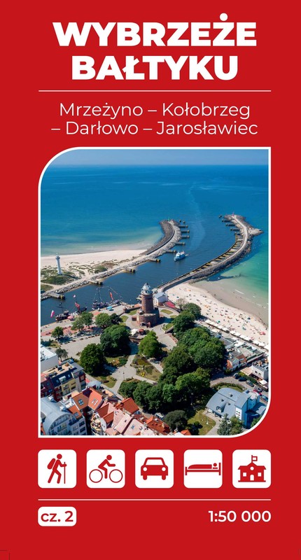 okładka Mapa turystyczna Wybrzeże Bałtyku 2 Mrzeżyno Kołobrzeg Jarosławiec 1:50 000 książka | Opracowanie zbiorowe