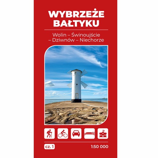 okładka Mapa turystyczna Wybrzeże Bałtyku 1 Wolin Świnoujście Dziwnów Niechorze 1:50 000 książka | Opracowanie zbiorowe