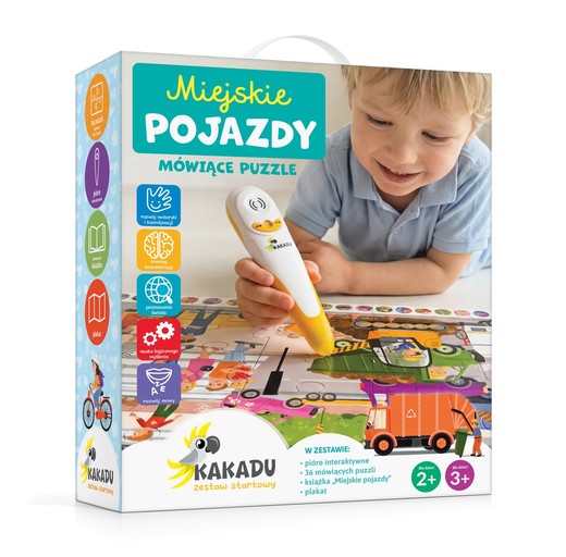 okładka Mówiące puzzle interaktywne "Miejskie pojazdy" książka | Magdalena Młodnicka, Piotr Wojtyra