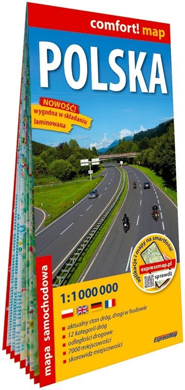 okładka Polska laminowana mapa samochodowa 1:1 000 000 książka | Opracowanie zbiorowe