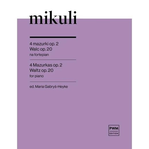 okładka 4 mazurki op. 2, Walc op. 20 nuty na fortepian książka | Karol Mikuli