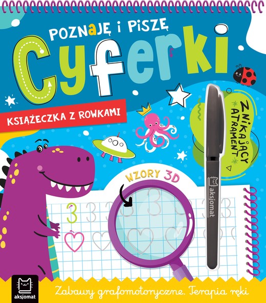 okładka Poznaję i piszę cyferki. Książka z rowkami. Znikający atrament. Wzory 3D, Zabawy grafomotoryczne, Terapia ręki książka | Anna Podgórska