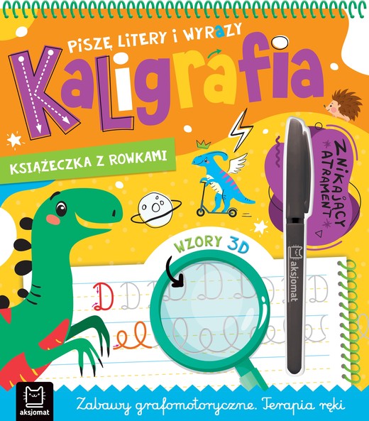 okładka Piszę litery i wyrazy. Kaligrafia. Książka z rowkami. Znikający atrament. Wzory 3D, Zabawy grafomotoryczne, Terapia ręki książka | Bogusław Michalec