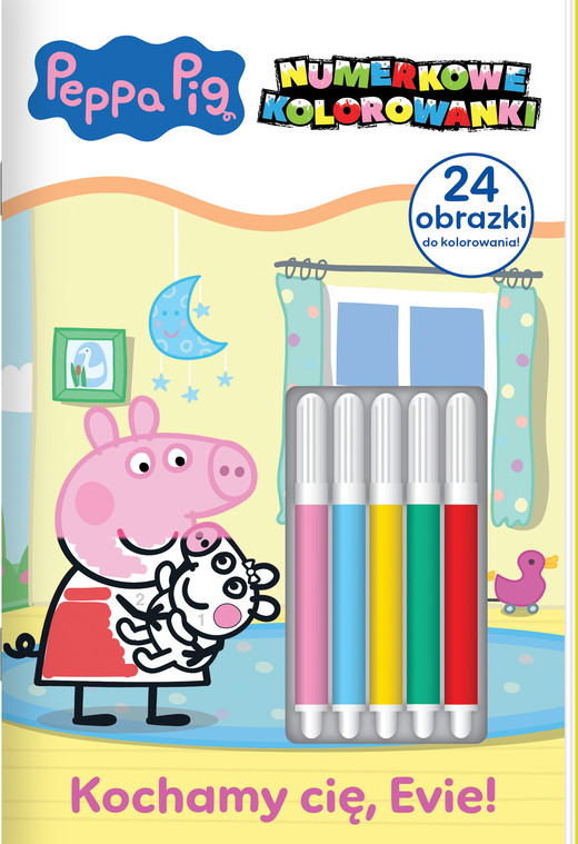 okładka Kochamy cię, Evie! Świnka Peppa. Numerkowe kolorowanki książka | Opracowanie zbiorowe