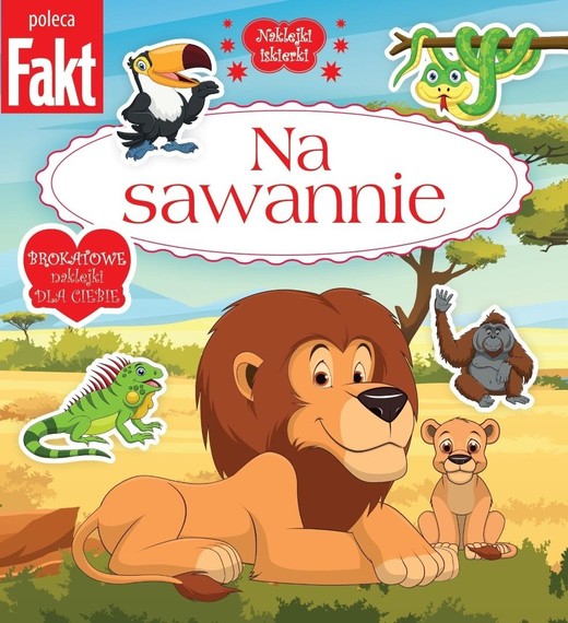okładka Na sawannie. Brokatowe naklejki dla ciebie książka | Praca Zbiorowa