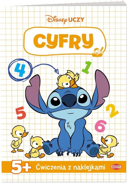 okładka Disney uczy. Stitch. Ćwiczenia z naklejkami Cyfry książka | Praca Zbiorowa