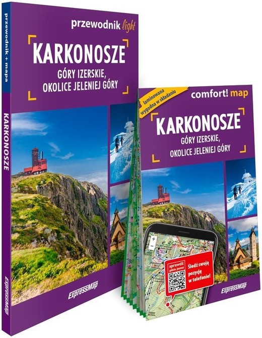 okładka Karkonosze 2w1 light: przewodnik + mapa książka | Praca Zbiorowa