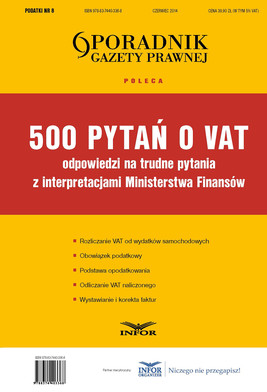 Okładka:500 pytań o VAT - odpowiedzi z interpretacjami MF (PDF) 