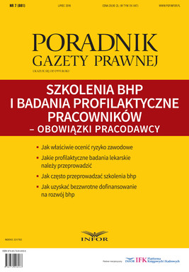 Okładka:Szkolenia BHP i badania profilaktyczne pracowników – obowiązki pracodawcy (Poradnik Gazety Prawnej) 