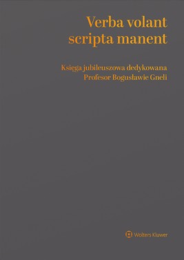 Okładka:Verba volant, scripta manent. Księga jubileuszowa dedykowana Profesor Bogusławie Gneli (pdf) 