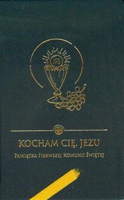 Kocham Cię Jezu Pamiątka Pierwszej Komunii Świętej granatowa