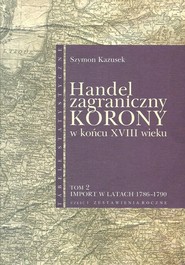 Handel zagraniczny Korony w końcu XVIII w Tom 2 Import w latach 1786-1790 cz. 1 Zestawienia roczne