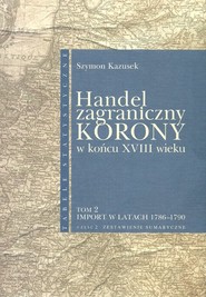 Handel zagraniczny Korony w końcu XVIII wieku Tom 2/2 Import w latach 1786-1790 cz. 2 Zestawienia sumaryczne