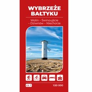 Mapa turystyczna Wybrzeże Bałtyku 1 Wolin Świnoujście Dziwnów Niechorze 1:50 000