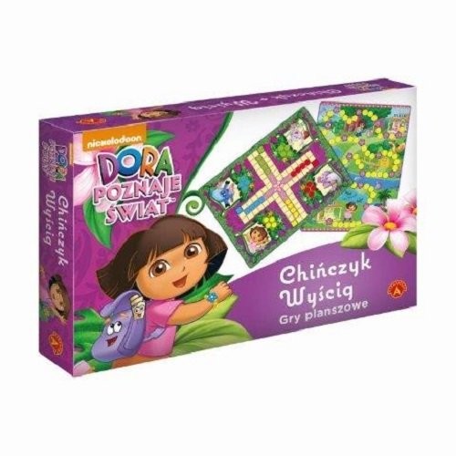 okładka Gra 2w1 Chińczyk + Wyścig Dora poznaje świat książka