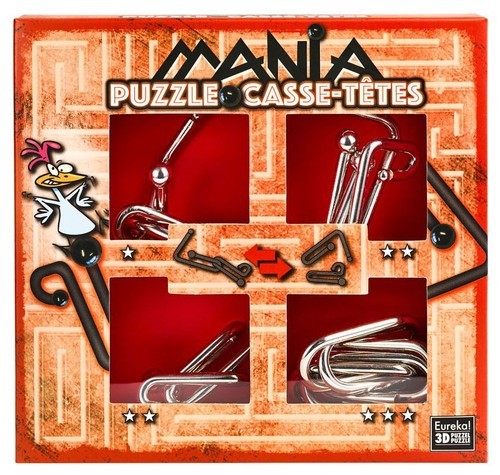 okładka Łamigłowki metalowe 4 sztuki Puzzle-mania zestaw czerwony książka