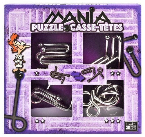 okładka Łamigłowki metalowe 4 sztuki Puzzle-mania zestaw fioletowy książka